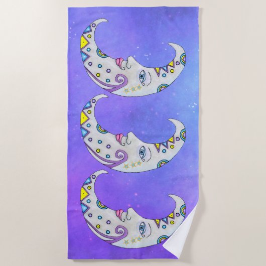Extravagante Crescent Moons gegenüber hellen Farbe Strandtuch (Vorderseite)