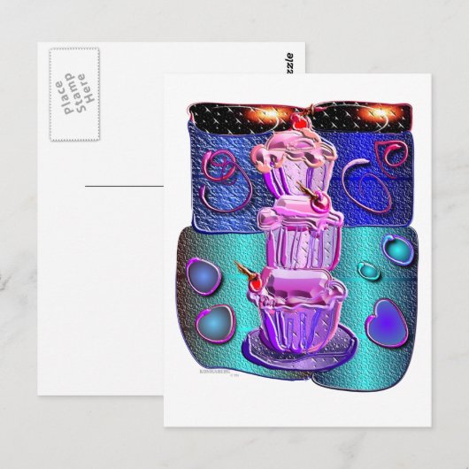 extravagante Cup Cakes 1 Postkarte (Vorne/Hinten)