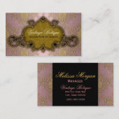 Extravagante "Damask Pink and Gold Botique"-Visite Visitenkarte (Vorne/Hinten)