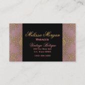 Extravagante "Damask Pink and Gold Botique"-Visite Visitenkarte (Rückseite)