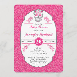 Extravagante Damask Skull Baby Dusche Einladung in