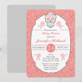 Extravagante Damask Skull Baby Dusche Einladung in