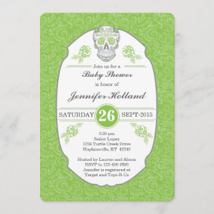 Extravagante Damask Skull Baby Dusche Einladung in