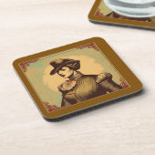 Extravagante Dame in zeitgenössischem Kostüm Getränkeuntersetzer (Linke Seite)