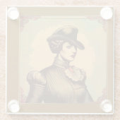 Extravagante Dame in zeitgenössischem Kostüm Glasuntersetzer (Rückseite)