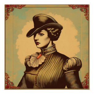 Extravagante Dame in zeitgenössischem Kostüm Poster