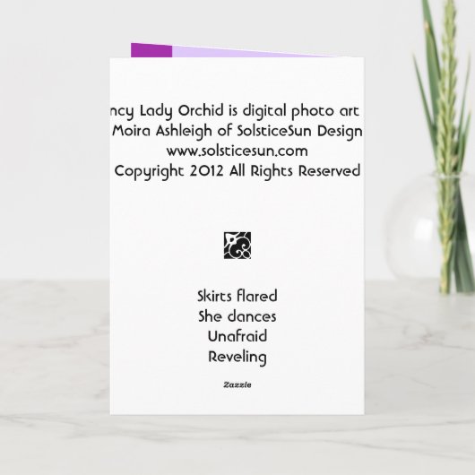 Extravagante Dame Orchid Karte (Rückseite)