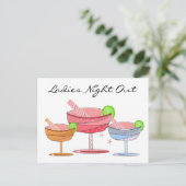 Extravagante Drinks Ladys Night Out Postkarte (Stehend Vorderseite)