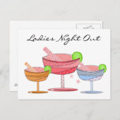 Extravagante Drinks Ladys Night Out Postkarte (Vorne/Hinten)