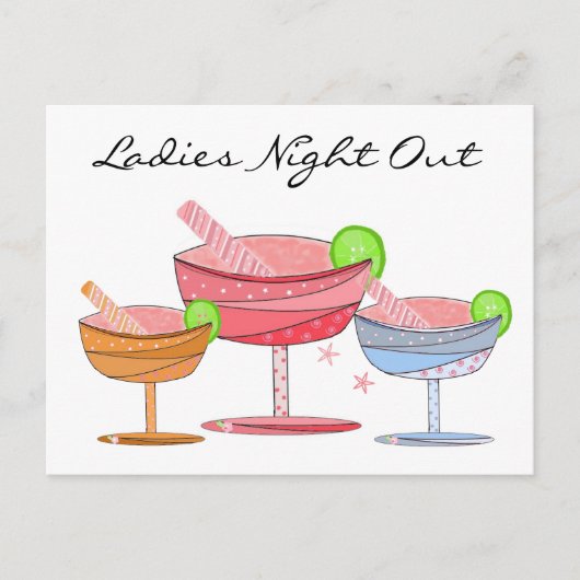 Extravagante Drinks Ladys Night Out Postkarte (Vorderseite)