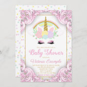 Extravagante Einhorn Baby Girl Dusche Einladungen (Vorne/Hinten)