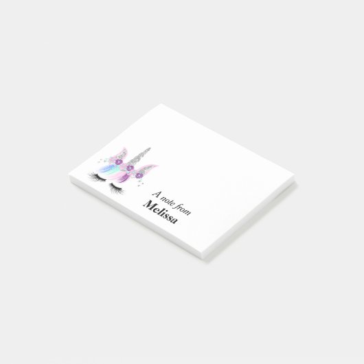 Extravagante Einhornfläche Personalisiert Post-it Klebezettel (angewinkelt)