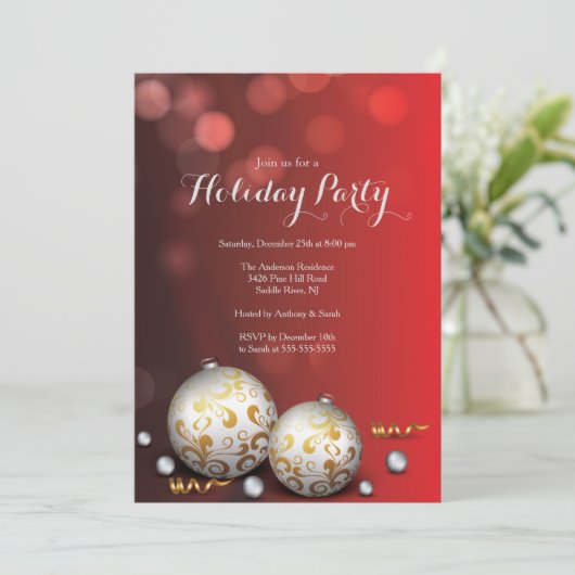 Extravagante Einladung zu Rot-Bokeh-Lichtern (Stehend Vorderseite)