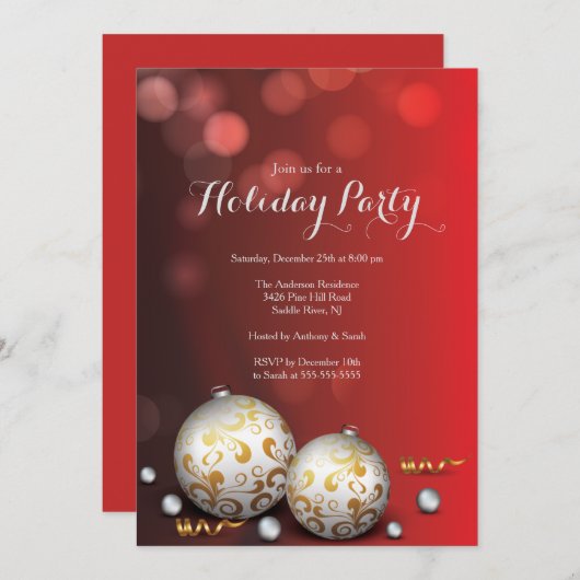 Extravagante Einladung zu Rot-Bokeh-Lichtern (Vorne/Hinten)