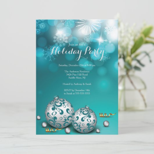 Extravagante Einladung zu Rot-Bokeh-Lichtern (Stehend Vorderseite)