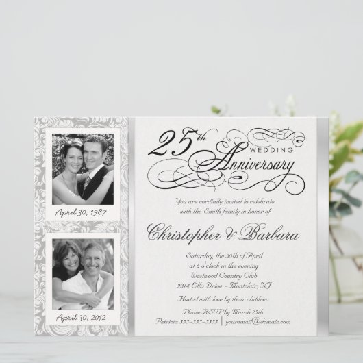 Extravagante Einladungen zum 25-jährigen Jubiläum (Stehend Vorderseite)