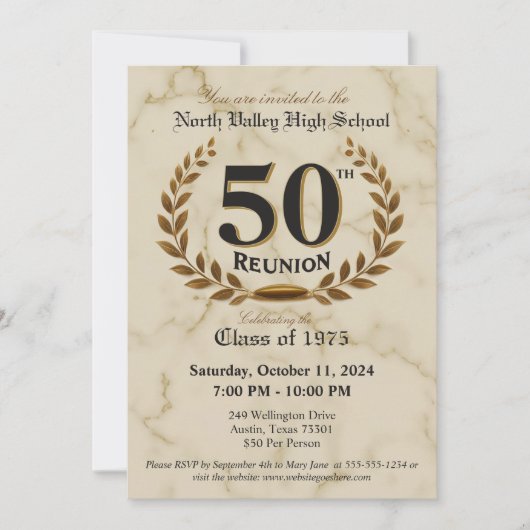 Extravagante Elegant 50. High School Wiedersehen C Einladung (Vorderseite)