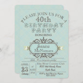 Extravagante elegante blaue karierte einladung (Vorne/Hinten)