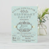 Extravagante elegante blaue karierte einladung (Stehend Vorderseite)