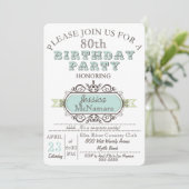 Extravagante elegante blaue und weiße einladung (Stehend Vorderseite)