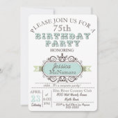 Extravagante elegante blaue und weiße einladung (Vorderseite)