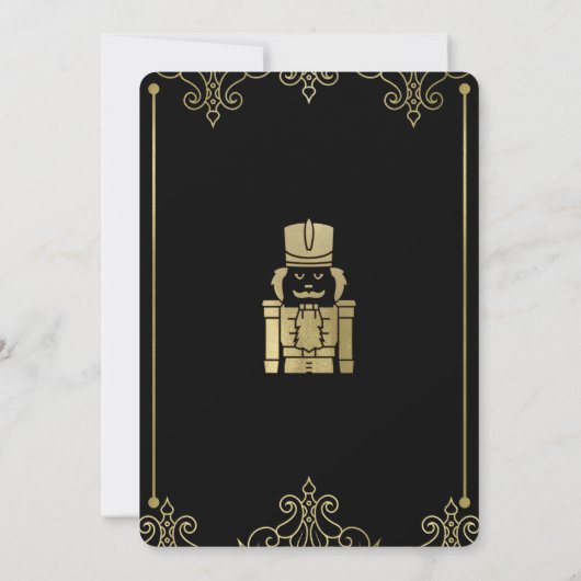 Extravagante Elegante Gold Black Nutcracker Urlaub Einladung (Rückseite)