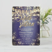 Extravagante, elegante String-Lichter mit goldenem Einladung (Stehend Vorderseite)