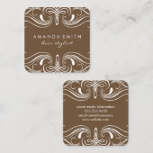 Extravagante Elemente braun Quadratische Visitenkarte (Vorne/Hinten)