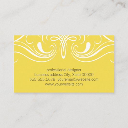 Extravagante Elemente Einfach gelb Visitenkarte (Rückseite)