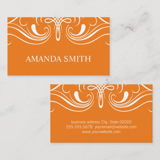 Extravagante Elemente Einfache Orange Visitenkarte (Vorne/Hinten)