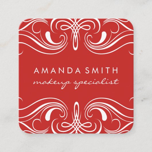 Extravagante Elemente Rot Quadratische Visitenkarte (Vorderseite)