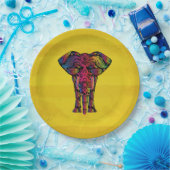 Extravagante Elephant Illustration - dekoratives M Pappteller (Party)