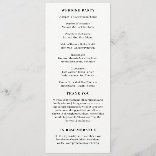 Extravagante Ersteingänge - EDITABLE COLOR Hochzei Programm (Rückseite)