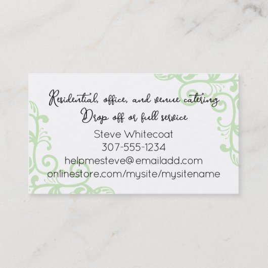 Extravagante Essgeräte Koch Catering Kulinarische Visitenkarte (Rückseite)