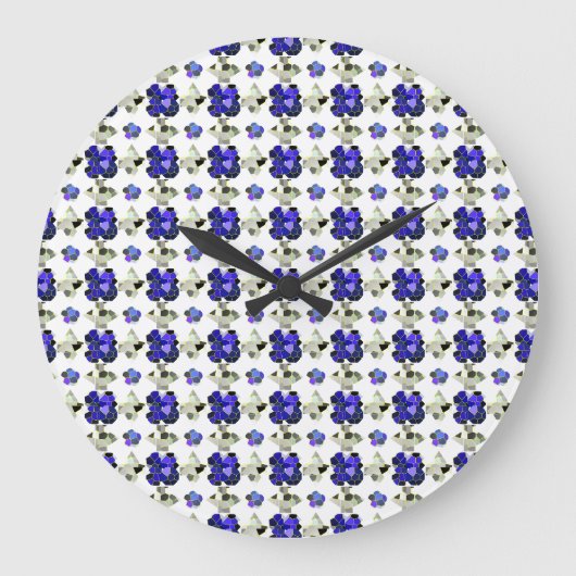 Extravagante Farbbilder, grau und blau Große Wanduhr (Vorderseite)