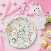 Extravagante farbige Wirbel Pappteller (Party)