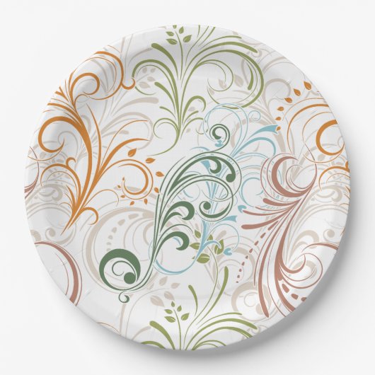 Extravagante farbige Wirbel Pappteller (Vorderseite)