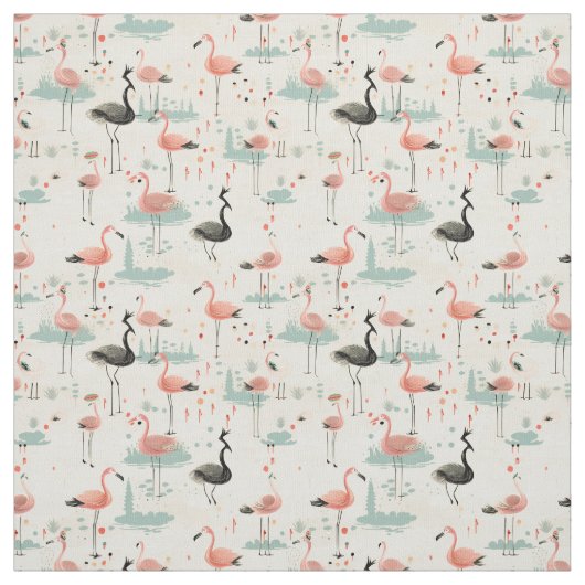 Extravagante Feathers: Whimsy Flamingo Stoff (Muster)