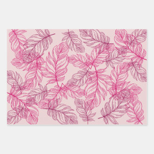 Extravagante Federn Modernes Wrapping Paper, rosa Geschenkpapier Set