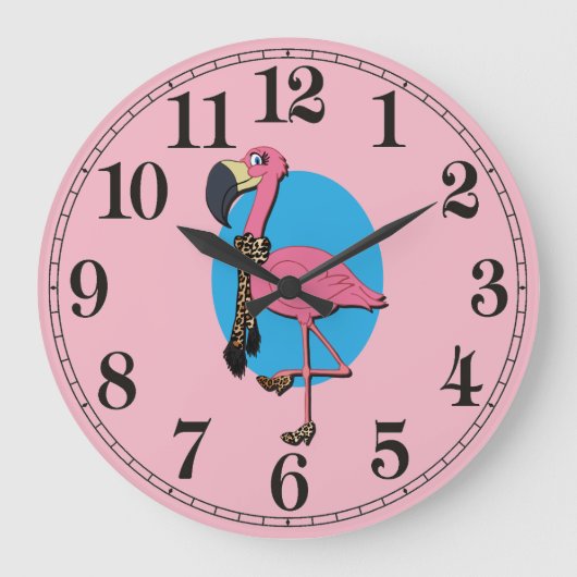Extravagante Flamingo-Runde (große Wall-Uhr) Große Wanduhr (Vorderseite)