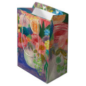 Extravagante florale Geschenktasche Mittlere Geschenktüte (Rückseite Schrägansicht)