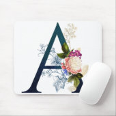 Extravagante florale Monogramm Letter A Mousepad (Mit Mouse)