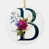 Extravagante florale Monogramm Letter B Keramik Ornament (Vorne)