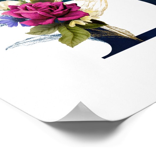 Extravagante florale Monogramm Letter B Poster (Ecke)