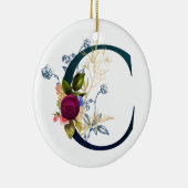 Extravagante florale Monogramm Letter C Keramik Ornament (Rechts)