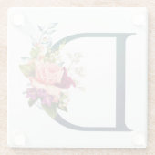Extravagante florale Monogramm Letter D Glasuntersetzer (Rückseite)