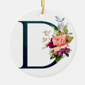 Extravagante florale Monogramm Letter D Keramik Ornament (Vorne)