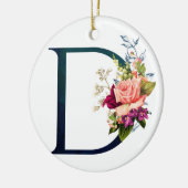 Extravagante florale Monogramm Letter D Keramik Ornament (Links)
