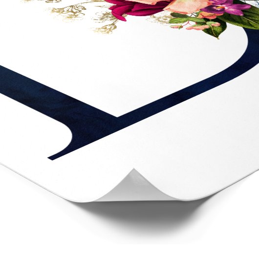 Extravagante florale Monogramm Letter D Poster (Ecke)