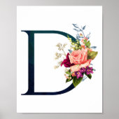 Extravagante florale Monogramm Letter D Poster (Vorne)